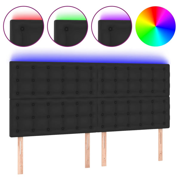 vidaXL LED Headboard Black 200x5x118/128 cm Faux Leather