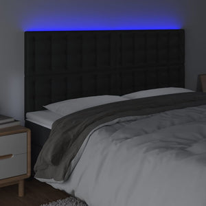 vidaXL LED Headboard Black 200x5x118/128 cm Faux Leather