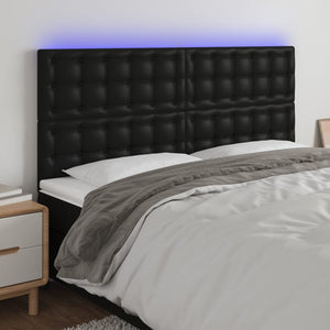 vidaXL LED Headboard Black 200x5x118/128 cm Faux Leather