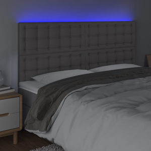 vidaXL LED Headboard Grey 200x5x118/128 cm Faux Leather