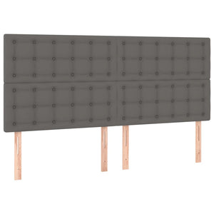 vidaXL LED Headboard Grey 200x5x118/128 cm Faux Leather