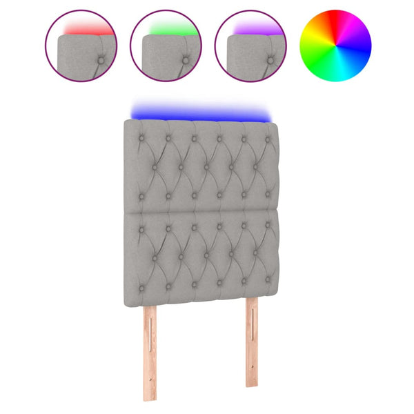 vidaXL LED Headboard Light Grey 80x7x118/128 cm Fabric