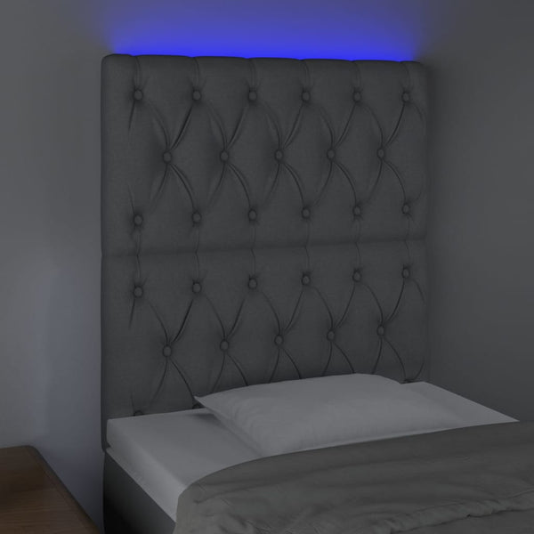 vidaXL LED Headboard Light Grey 80x7x118/128 cm Fabric
