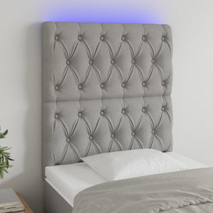 vidaXL LED Headboard Light Grey 80x7x118/128 cm Fabric