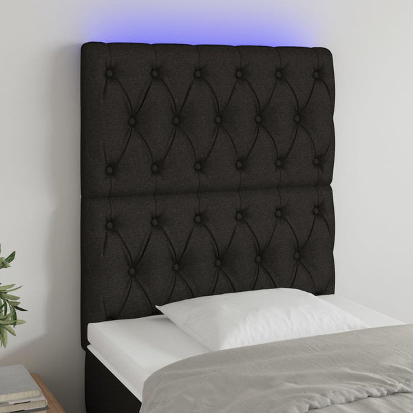 vidaXL LED Headboard Black 80x7x118/128 cm Fabric