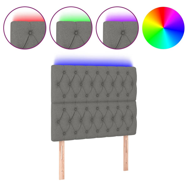 LED Kopfteil Dunkelgrau 100x7x118/128 cm Stoff