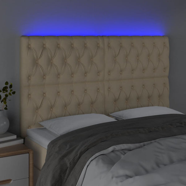 LED Kopfteil Creme 160x7x118/128 cm Stoff