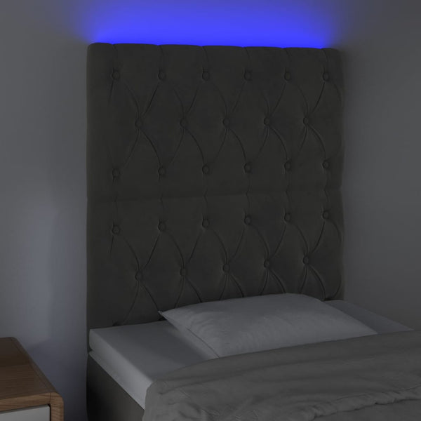 LED Kopfteil Dunkelgrau 80x7x118/128 cm Samt