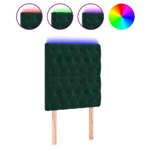 LED Kopfteil Dunkelgrün 80x7x118/128 cm Samt