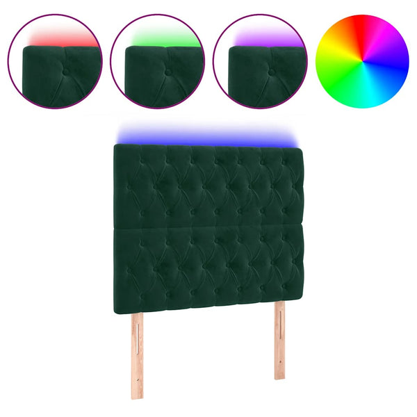 LED Kopfteil Dunkelgrün 90x7x118/128 cm Samt