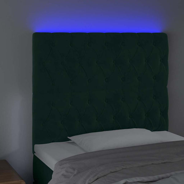 LED Kopfteil Dunkelgrün 90x7x118/128 cm Samt