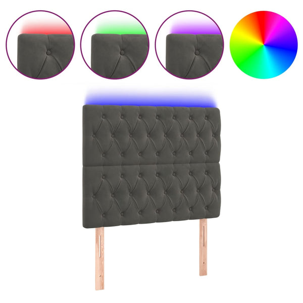 vidaXL LED Headboard Dark Gray 100x7x118/128 cm Velvet