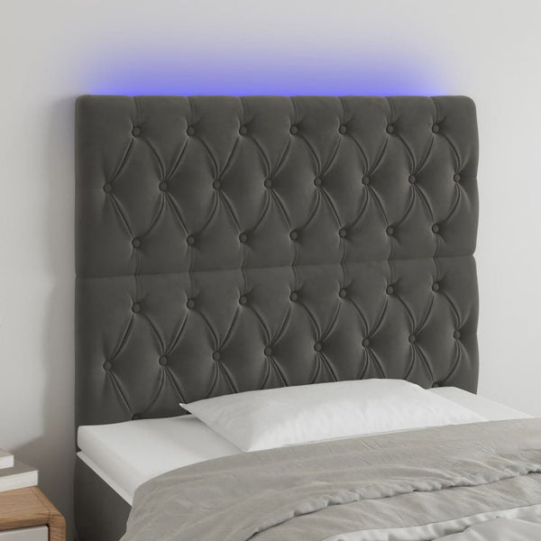 vidaXL LED Headboard Dark Gray 100x7x118/128 cm Velvet