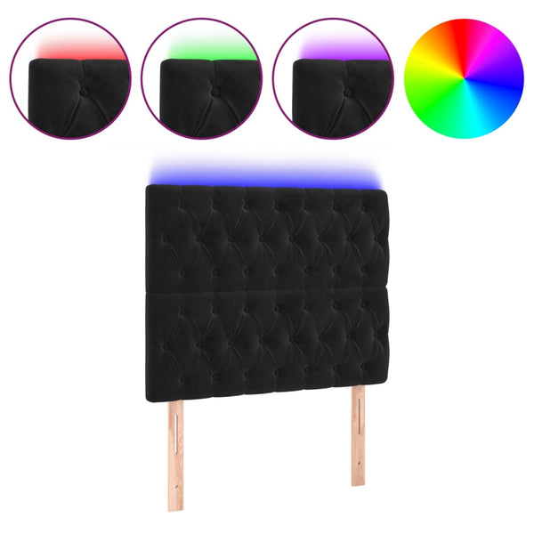 vidaXL LED Headboard Black 100x7x118/128 cm Velvet