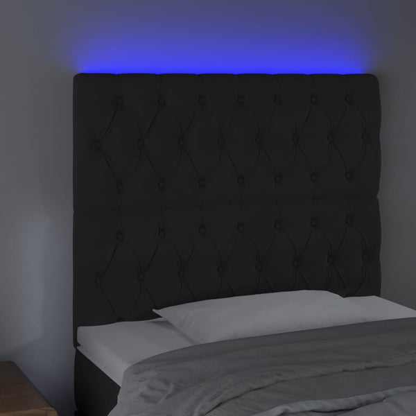 vidaXL LED Headboard Black 100x7x118/128 cm Velvet