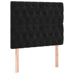 vidaXL LED Headboard Black 100x7x118/128 cm Velvet