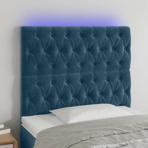 vidaXL LED Headboard Dark Blue 100x7x118/128 cm Velvet