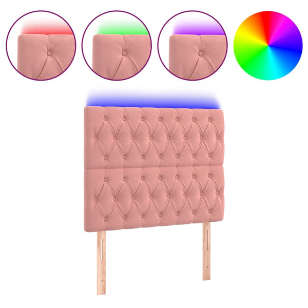 vidaXL LED Headboard Pink 100x7x118/128 cm Velvet