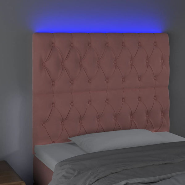 vidaXL LED Headboard Pink 100x7x118/128 cm Velvet