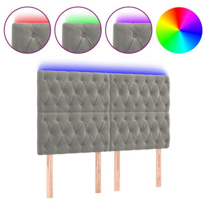 vidaXL LED Headboard Light Grey 144x7x118/128 cm Velvet