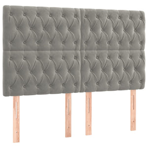 vidaXL LED Headboard Light Grey 144x7x118/128 cm Velvet