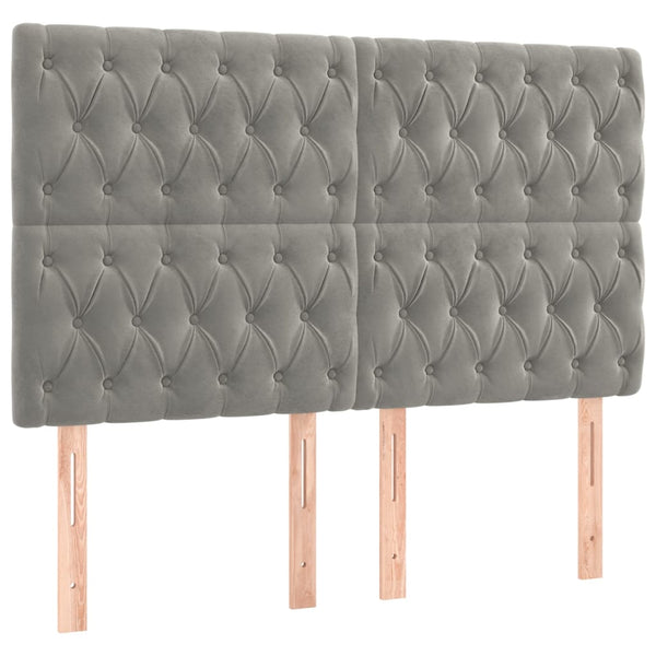 vidaXL LED Headboard Light Grey 144x7x118/128 cm Velvet