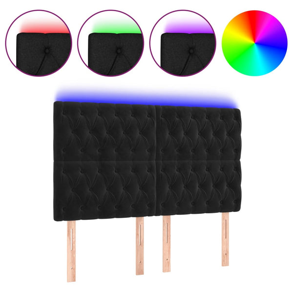 vidaXL LED Headboard Black 144x7x118/128 cm Velvet