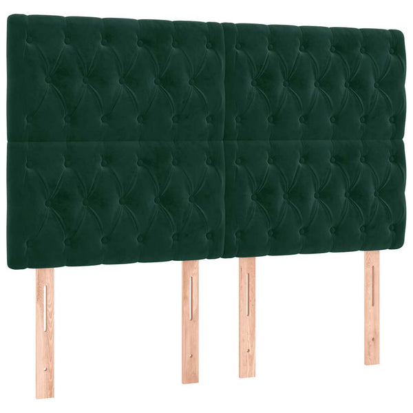 vidaXL LED Headboard Dark Green 144x7x118/128 cm Velvet