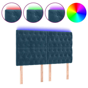 vidaXL LED Headboard Dark Blue 144x7x118/128 cm Velvet
