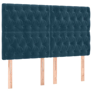 vidaXL LED Headboard Dark Blue 144x7x118/128 cm Velvet