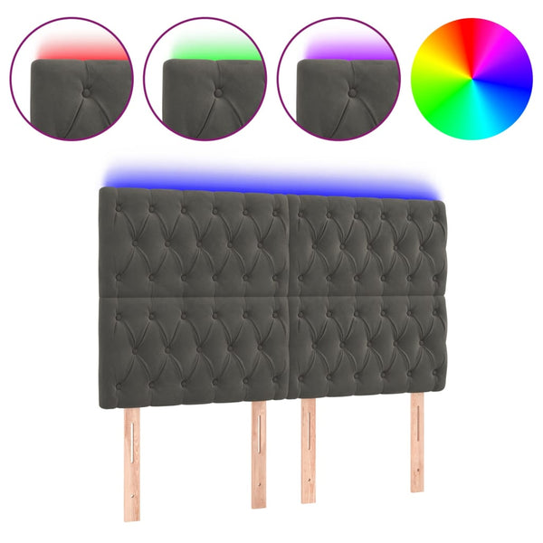 vidaXL LED Headboard Dark Grey 160x7x118/128 cm Velvet