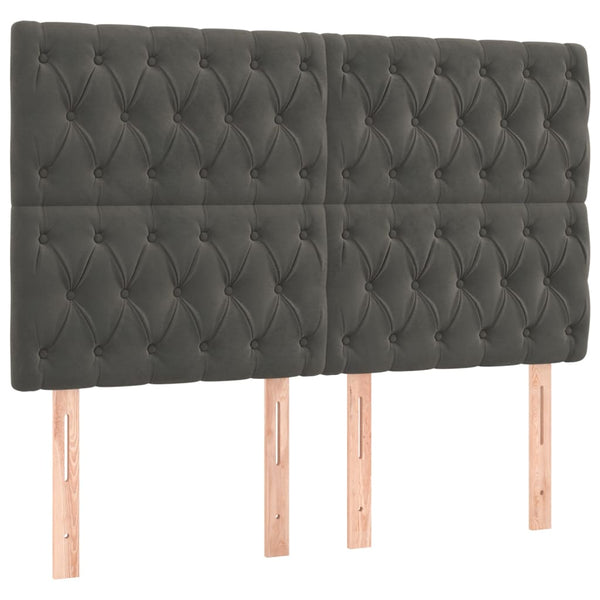 vidaXL LED Headboard Dark Grey 160x7x118/128 cm Velvet