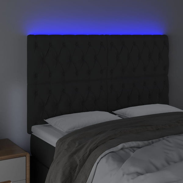 vidaXL LED Headboard Black 160x7x118/128 cm Velvet