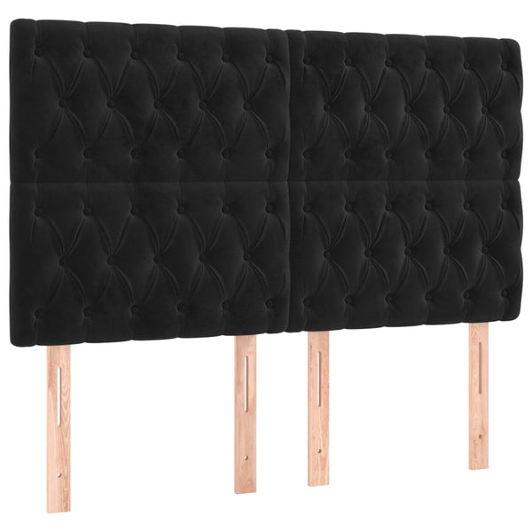 vidaXL LED Headboard Black 160x7x118/128 cm Velvet