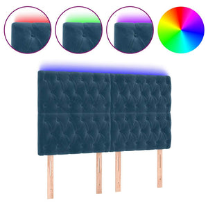 vidaXL LED Headboard Dark Blue 160x7x118/128 cm Velvet