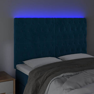 vidaXL LED Headboard Dark Blue 160x7x118/128 cm Velvet