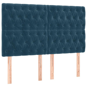 vidaXL LED Headboard Dark Blue 160x7x118/128 cm Velvet
