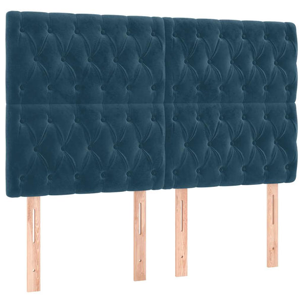 vidaXL LED Headboard Dark Blue 160x7x118/128 cm Velvet