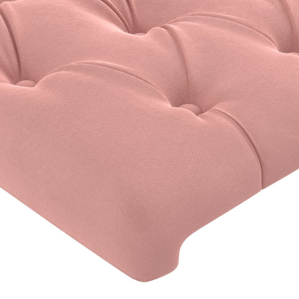 vidaXL LED Headboard Pink 160x7x118/128 cm Velvet