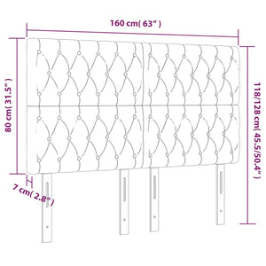 vidaXL LED Headboard Pink 160x7x118/128 cm Velvet
