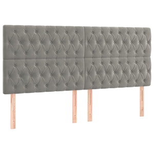 vidaXL LED Headboard Light Grey 180x7x118/128 cm Velvet