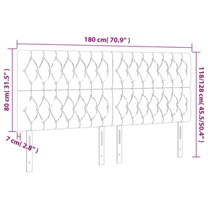 vidaXL LED Headboard Light Grey 180x7x118/128 cm Velvet
