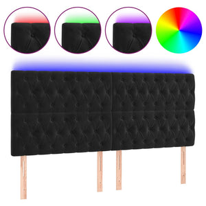 vidaXL LED Headboard Black 180x7x118/128 cm Velvet