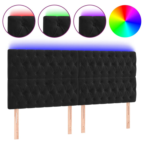 vidaXL LED Headboard Black 180x7x118/128 cm Velvet