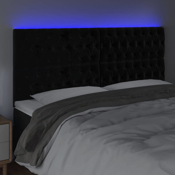 vidaXL LED Headboard Black 180x7x118/128 cm Velvet