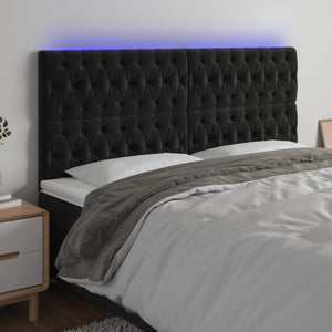 vidaXL LED Headboard Black 180x7x118/128 cm Velvet