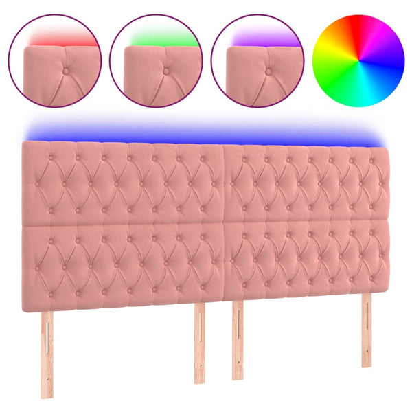 vidaXL LED Headboard Pink 180x7x118/128 cm Velvet