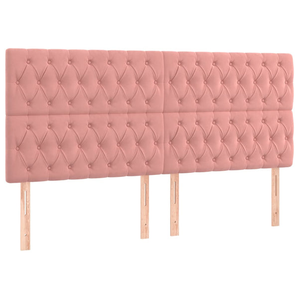 vidaXL LED Headboard Pink 180x7x118/128 cm Velvet