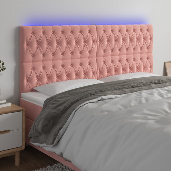 vidaXL LED Headboard Pink 180x7x118/128 cm Velvet