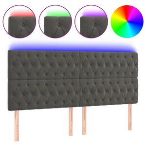 vidaXL LED Headboard Dark Gray 200x7x118/128 cm Velvet